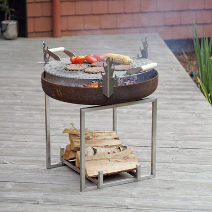 Alfred Riess Hekla Steel Fire Pit Outdoors with Grill