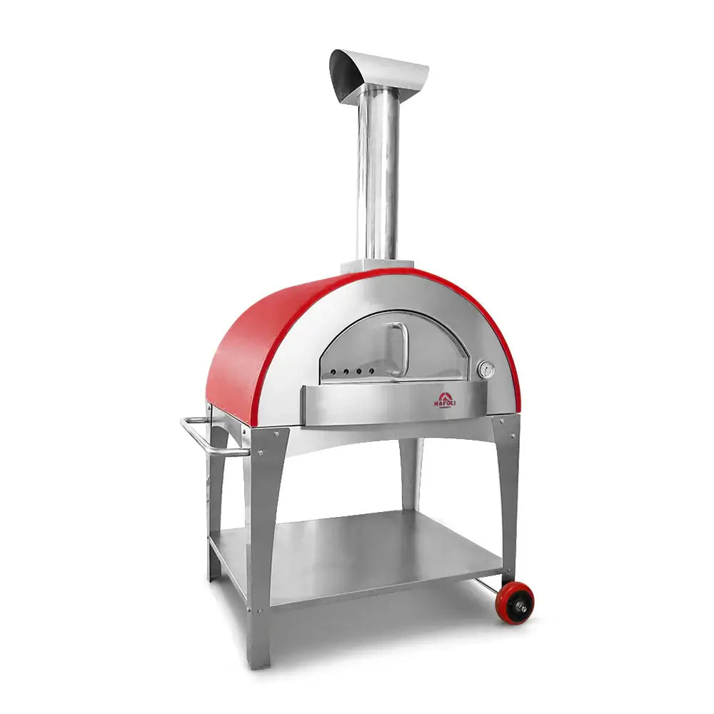 Napoli Vesuvio 800 Wood Fired Pizza Oven with stand red