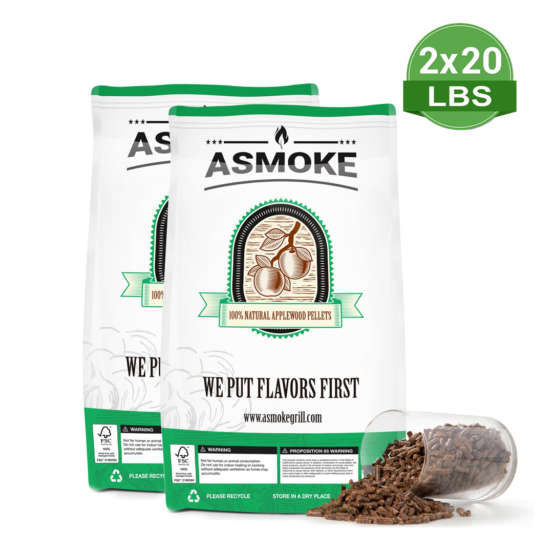 Asmoke 100% Pure Applewood Pellets - 9.5kg X 2  (19 KG)